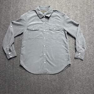 Tommy Bahama Button Up Long Sleeve Shirt Men's Small Gray Modal Roll Tab